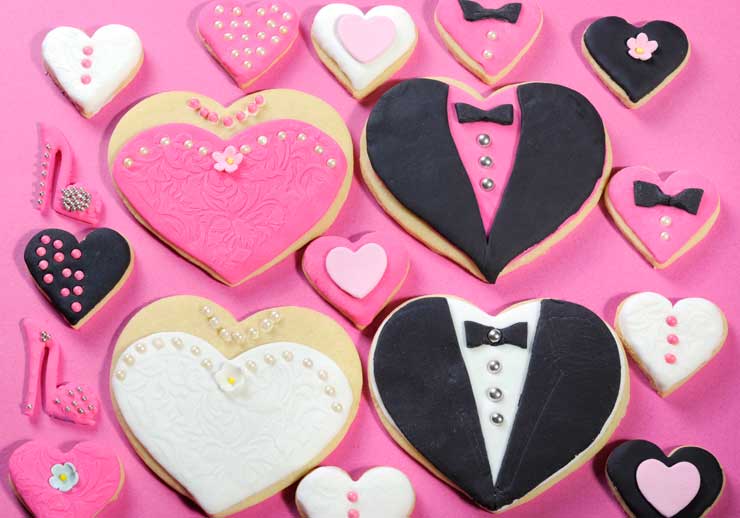 Wedding themed biscuits