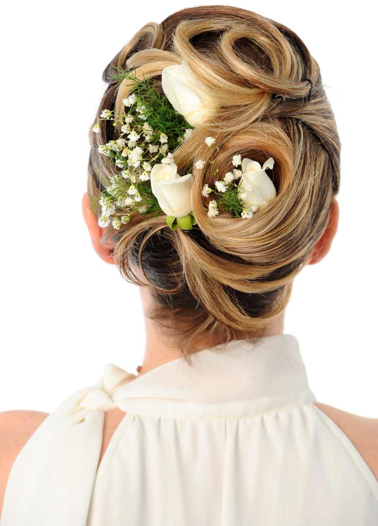 Wedding hair up with flowers