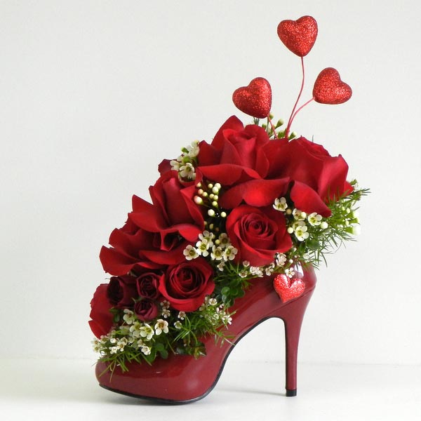 Valentine's day shoe with flowers