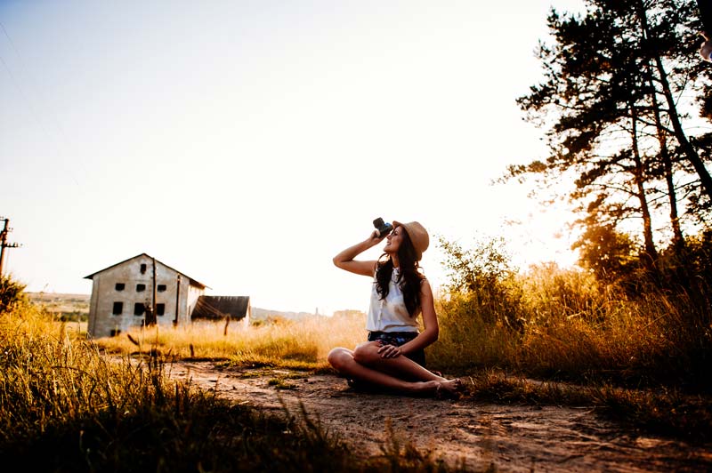 Girl with retro camera